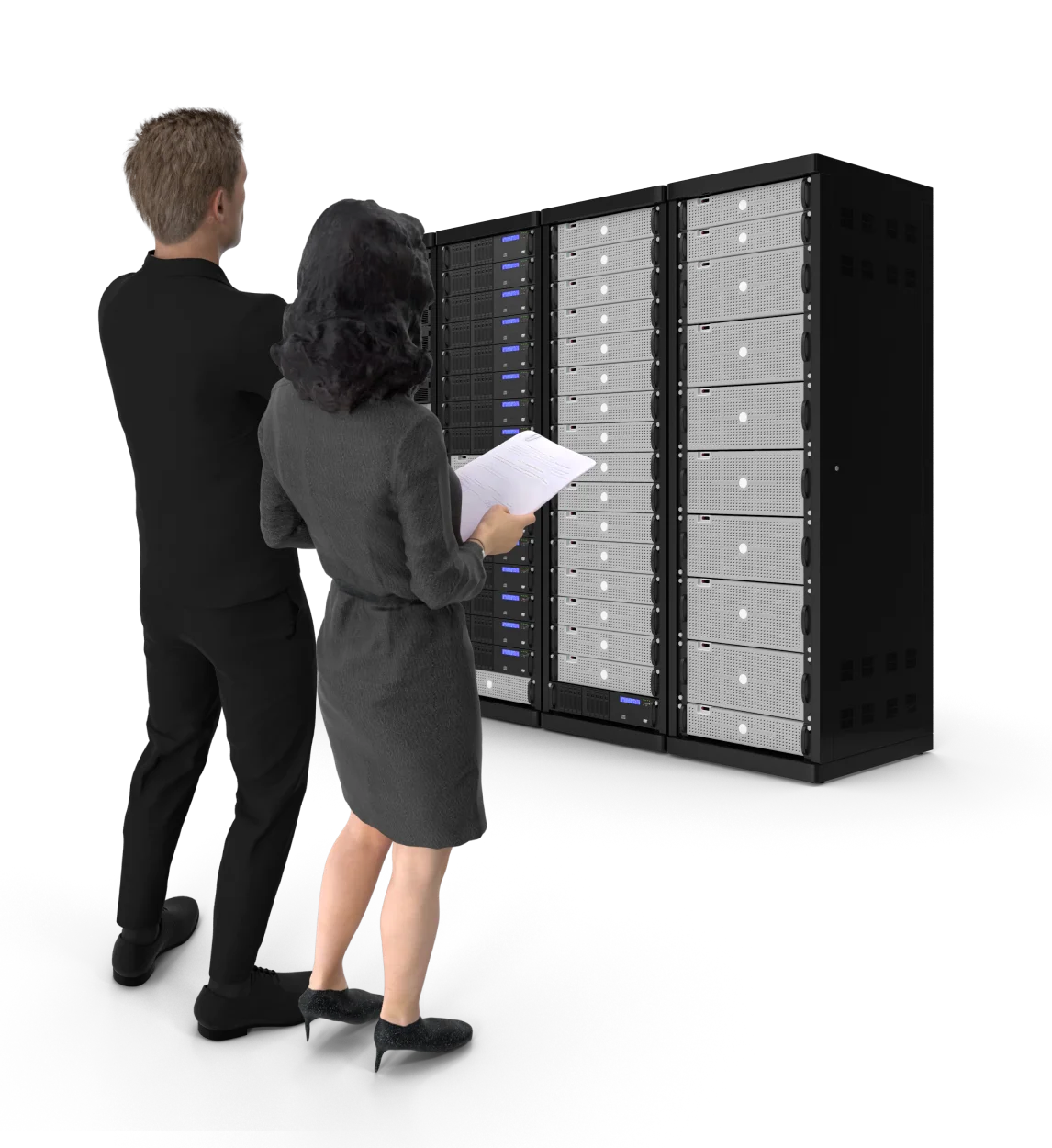 Professionals inspecting server racks on TrustVault - ensuring compliance with the Personal Data Protection Act Sri Lanka.