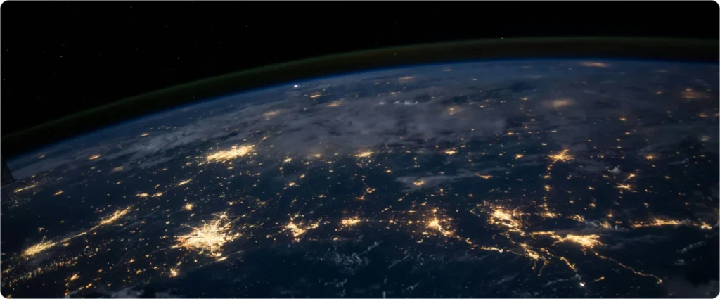 Global network view from space on TrustVault—symbolizing international compliance with the Personal Data Protection Act Sri Lanka.